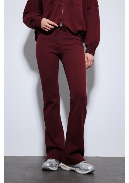 Bordo Bomber Ceket ve Ispanyol Paça Eşofman Takım