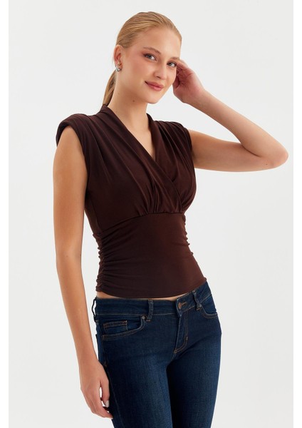 Vatkalı Drapeli Kolsuz Bluz fırsatları