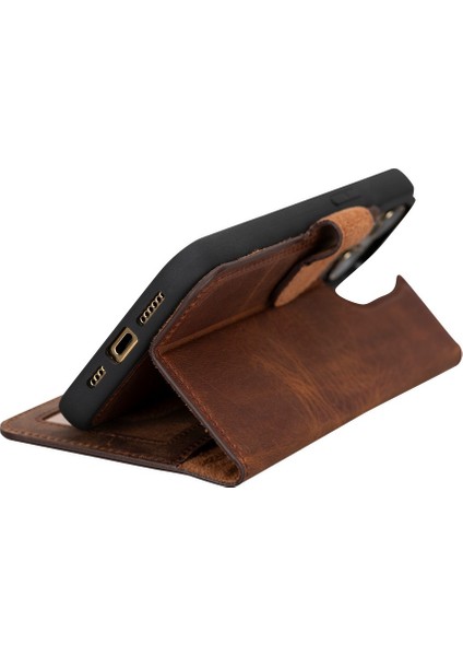 Apple iPhone 15 Pro Max Uyumlu Deri Cüzdanlı Kılıf Mwwn G2 Kahve modelleri