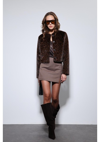 Kahve Hayvan Desenli Mont