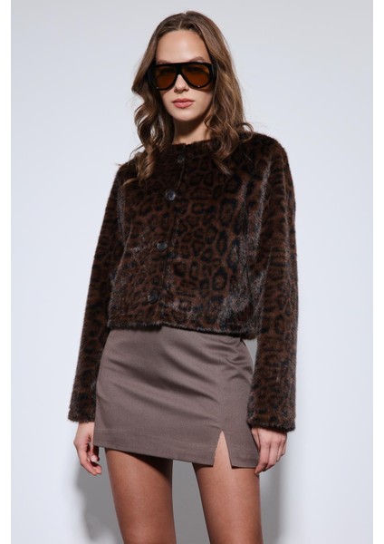 Kahve Hayvan Desenli Mont modelleri