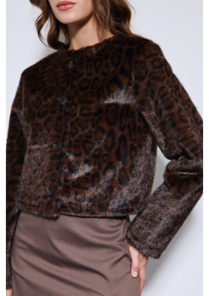 Kahve Hayvan Desenli Mont