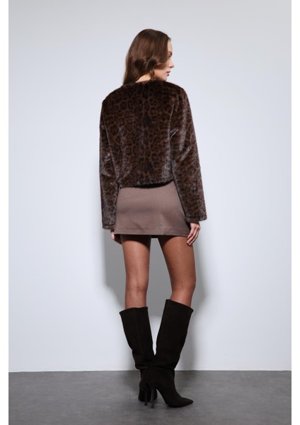 Kahve Hayvan Desenli Mont