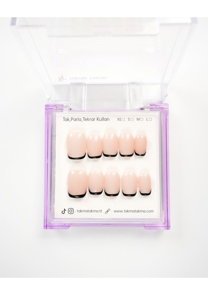 15'li Ten Rengi Kısa Balerin KBL1510 Tekrar Kullanılabilir El Yapımı Protez Takma Tırnak - Ten Rengi-XS modelleri