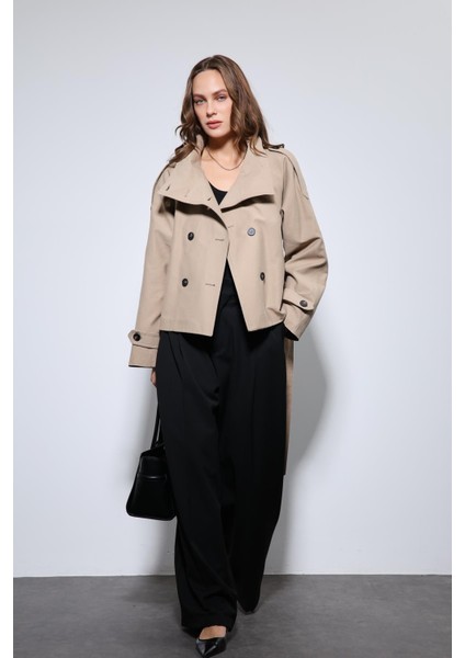 Bej Dik Yaka Kruvaze Trençkot fiyatları