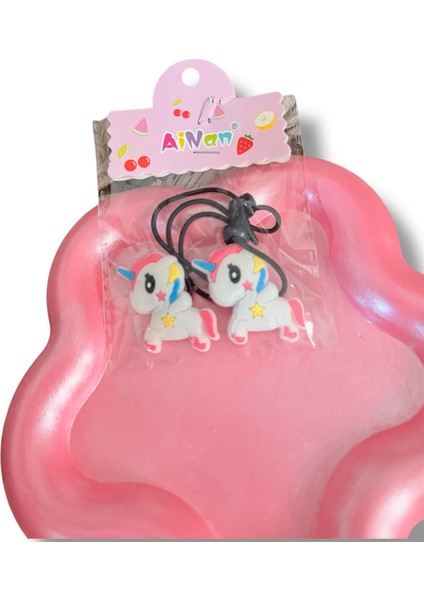 Sevimli Unicorn Figürlü Karışık Renk Çiftli Kız Çocuk Lastik Toka fırsatları