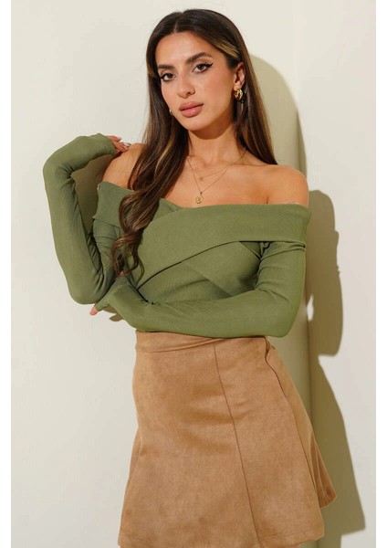 Mtxdpn Madonna Çapraz Yaka Bluz Yeşil T4331 (Beden: S)