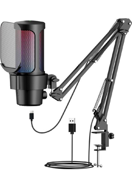 DMK008 Rgb Gaming Masa Standlı Profesyonel Oyuncu ve Yayıncı Mikrofonu