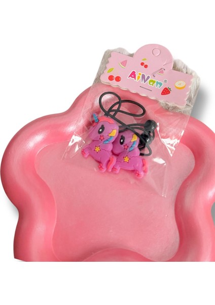 Sevimli Unicorn Figürlü Karışık Renk Çiftli Kız Çocuk Lastik Toka fırsatları