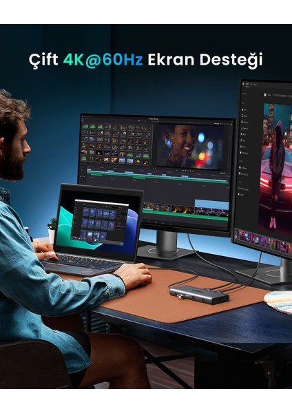 Revedok Pro 210 10-In-1 Type-C Giriş 2xusb-A 2.0, 1xusb-A 3.0, 2xusb-C, 2xhdmı 8k/4k, Sd, Tf, RJ45, 15534 modelleri