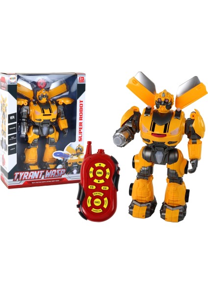 Mega Büyük Oyuncak Uzaktan Kumandalı Sünger Atan Işıklı Sesli Transformers Dev Robot Bumble