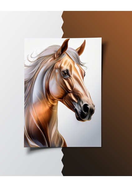 Çerçevesiz Poster | Sanatsal Kahverengi At Posteri, Parlak Doku ve Yüksek Çözünürlüklü,dijital Baskı fiyatları