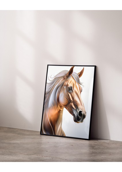 Çerçevesiz Poster | Sanatsal Kahverengi At Posteri, Parlak Doku ve Yüksek Çözünürlüklü,dijital Baskı