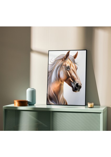 Çerçevesiz Poster | Sanatsal Kahverengi At Posteri, Parlak Doku ve Yüksek Çözünürlüklü,dijital Baskı
