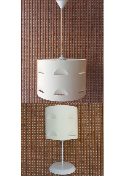 Krem Kumaş M-0382 Kaplama 2.li Set Yatak Odası Genç ve Çocuk Odası Avize ve Abajur Seti