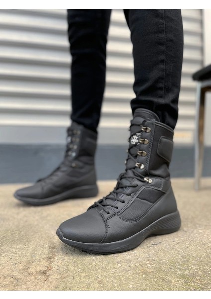 JY799 Verton Bağcıklı Ortopedik Taban Günlük Cilt Erkek Askeri Postal Bot Cst Siyah fiyatları
