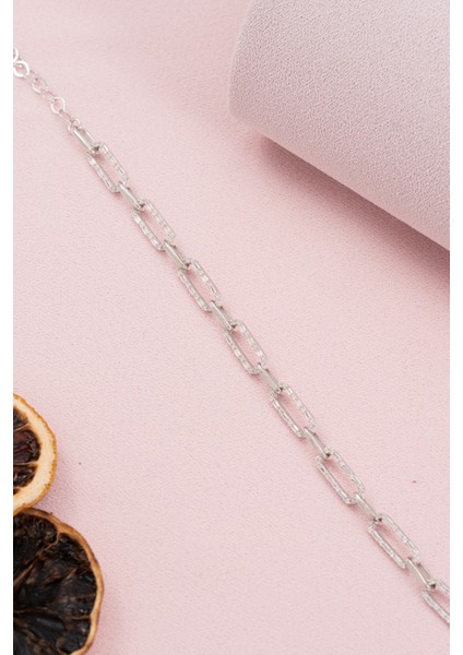 925 Ayar Gümüş Rodyumlu Zirkon Ataç Baget Taşlı Bileklik