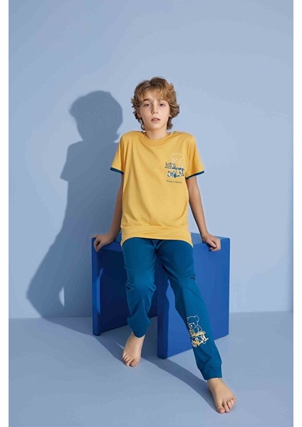 Erkek Çocuk T-Shirt Uzun Alt Penye Süprem Bisiklet Yaka Orta Kalın Pijama TAKIMI-3928 fiyatları