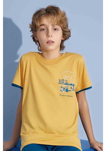 Erkek Çocuk T-Shirt Uzun Alt Penye Süprem Bisiklet Yaka Orta Kalın Pijama TAKIMI-3928 modelleri