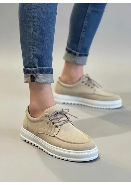 JY-T12X Arts Bağcıklı Süet Erkek Günlük Spor Klasik Ayakkabı Sbt - Krem