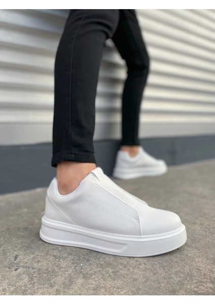 JY007 Alba Bağcıksız Cilt Erkek Günlük Sneaker Ayakkabı Cbt Beyaz