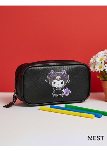 Kuromi Baskılı Sunii Deri Lüks Siyah Kalem Kutusu Kalemlik Kırtasiye Okul fiyatları