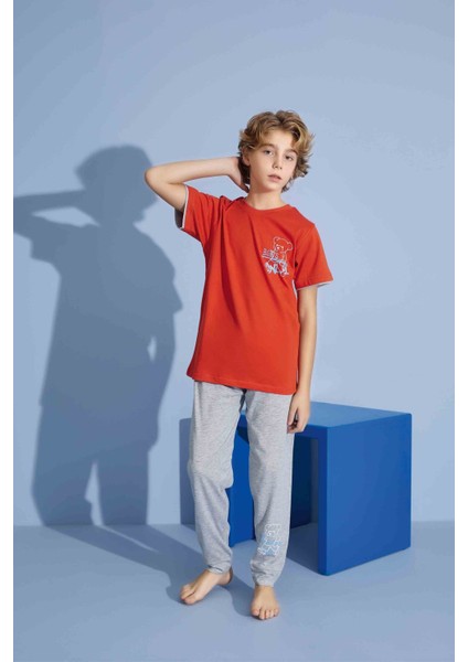 Erkek Çocuk T-Shirt Uzun Alt Penye Süprem Bisiklet Yaka Orta Kalın Pijama TAKIMI-3928 indirimleri