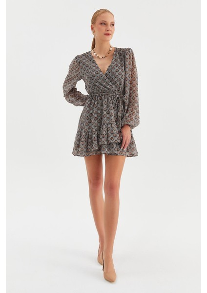 Etnik Desenli Şifon Elbise fiyatları