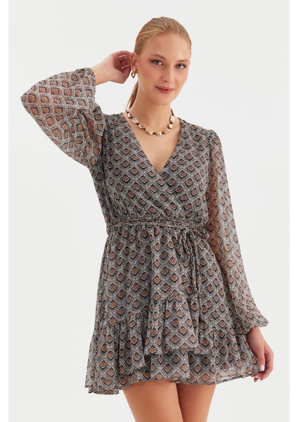 Etnik Desenli Şifon Elbise modelleri