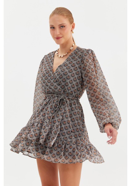 Etnik Desenli Şifon Elbise fırsatları