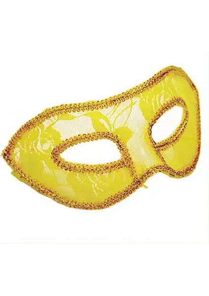 Dantel Tül Malzemeden Imal Sarı Renk Balo Parti Maskesi Venedik fiyatları