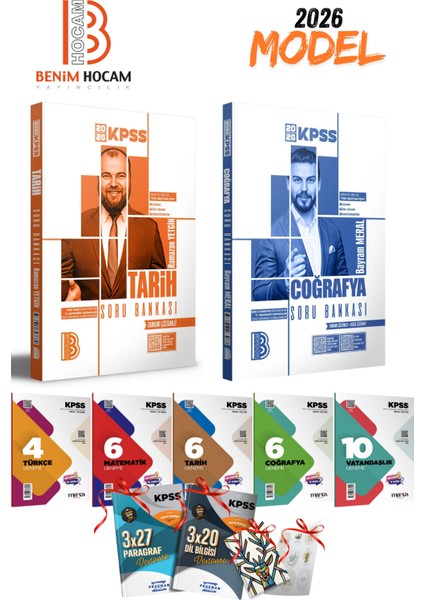 2026 Kpss Benim Hocam Tarih ve Coğrafya Tamamı Çözümlü Soru Bankası Seti + 5 Branş Denemesi