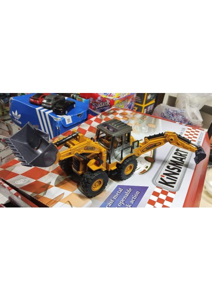 Oyuncak Model Metal Kepçe Dozer Excavatör Buldozer 30 cm Ön ve Arka Hareketli Kırılmaz Kepçe