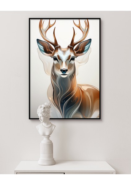 Çerçevesiz Poster | Renkli Geometrik Geyik Posteri,dijital Baskı, Renkli Soyut Hayvan Duvar Sanatı fiyatları