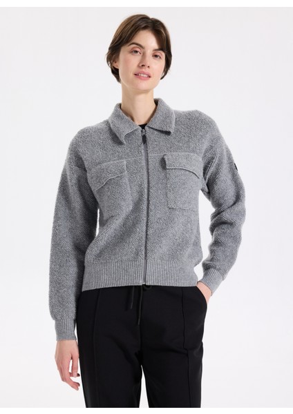 D5WL-HRK3559 Antrasit Standart Düz Kadın Hırka