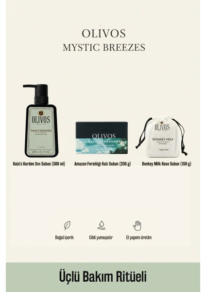 Mystic Breezes %100 Zeytinyağlı Hediye Sabun Seti (Şakayık & Eşek Sütü) | 3’lü El Yapımı Şık Kutu modelleri
