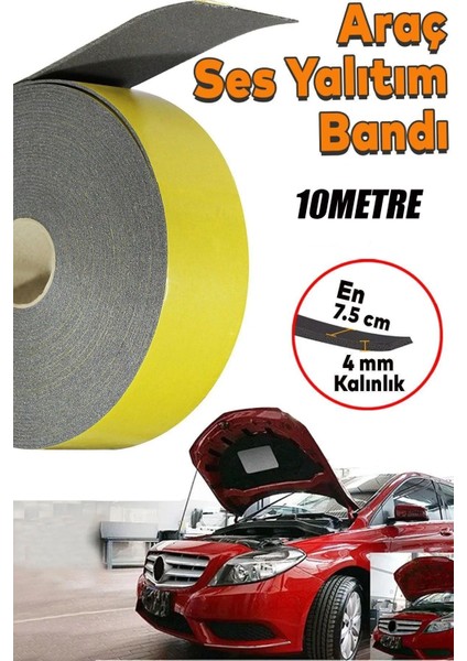 Araç Oto Ses Isı Yalıtım Izolasyon Bandı Bantı Kauçuk Sünger 75 mm 10 Metre