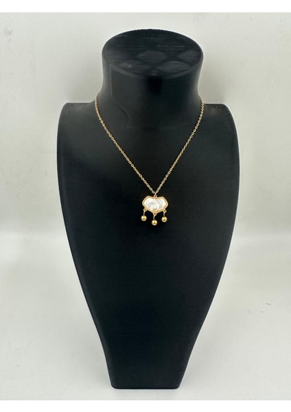 Gold Renk Çelik Düz Zincir Kadın Kolye