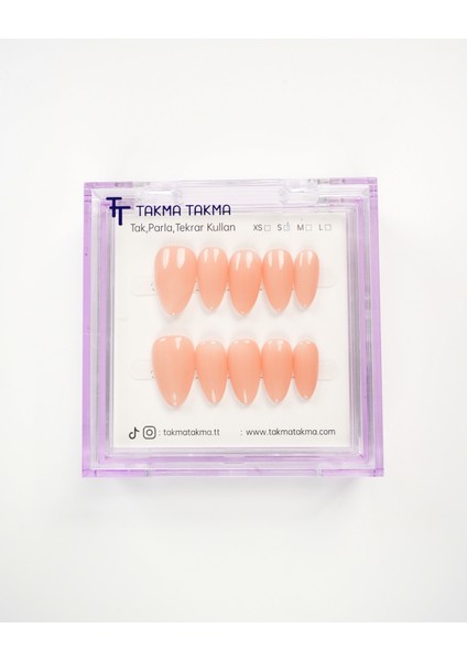 15'li Ten Rengi Kısa Badem KBD1549 Tekrar Kullanılabilir El Yapımı Protez Takma Tırnak - Ten Rengi-XS fiyatları