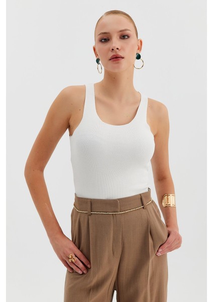 Askılı Esnek Triko Bluz