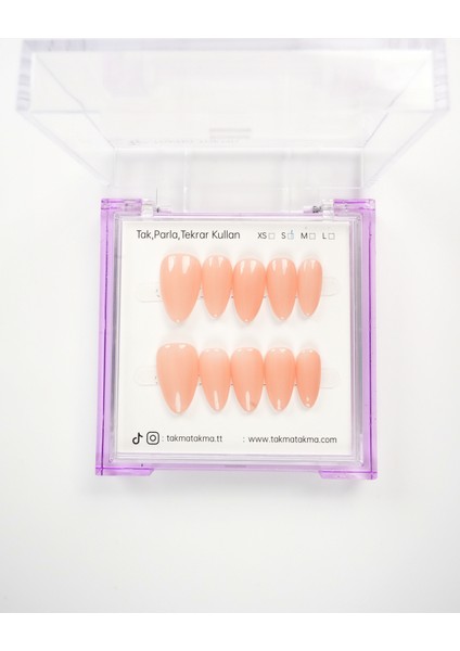 15'li Ten Rengi Kısa Badem KBD1549 Tekrar Kullanılabilir El Yapımı Protez Takma Tırnak - Ten Rengi-S modelleri