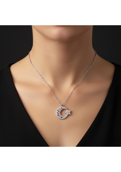 925 Ayar Gümüş Ayyıldız Kolye