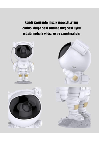 Bfs Bluetooth Müzikli Astronot Projeksiyon Lambası Yıldız ve Ay Efektli fırsatları