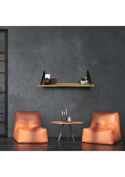 Duvar Rafı 80X19CM, Kitaplık ve Resim Rafı, Massif Kayın Ahşap, Deri Askı modelleri