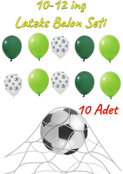 10-12 Inç Futbol Topu Açık ve Koyu Yeşil Balon 10 Adet