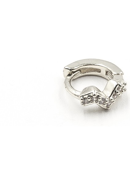 Minimal Zigzag Figürlü Zirkon Halka Piercing – Gümüş | Anti Alerjik, Rengi Solmaz