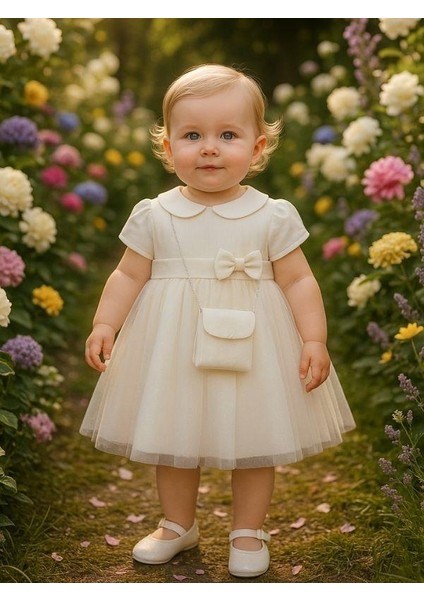 Kız Bebek Beli Fiyonklu Çantalı Abiye Elbise fiyatları