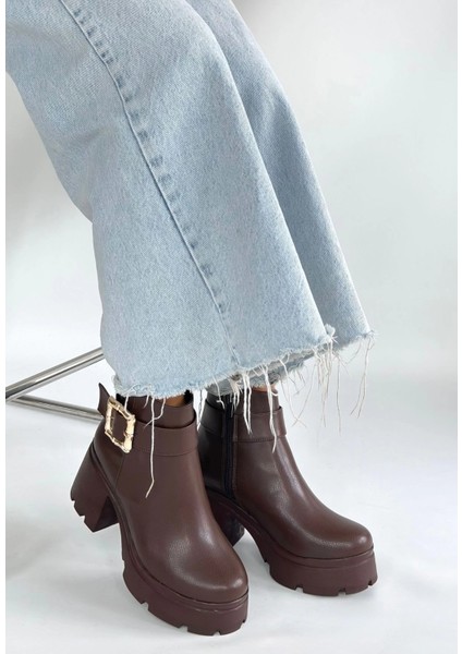 Mtxdpn Pinma Kahverengi Cilt Topuklu Bot (Numara: 37) fiyatları