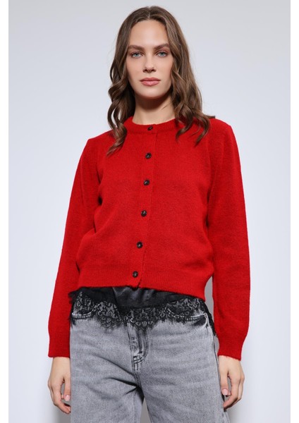 Kırmızı Yumuşak Dokulu Hırka fırsatları