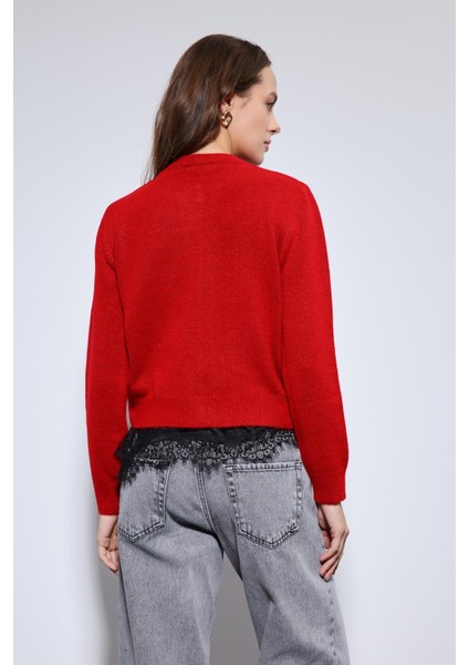 Kırmızı Yumuşak Dokulu Hırka